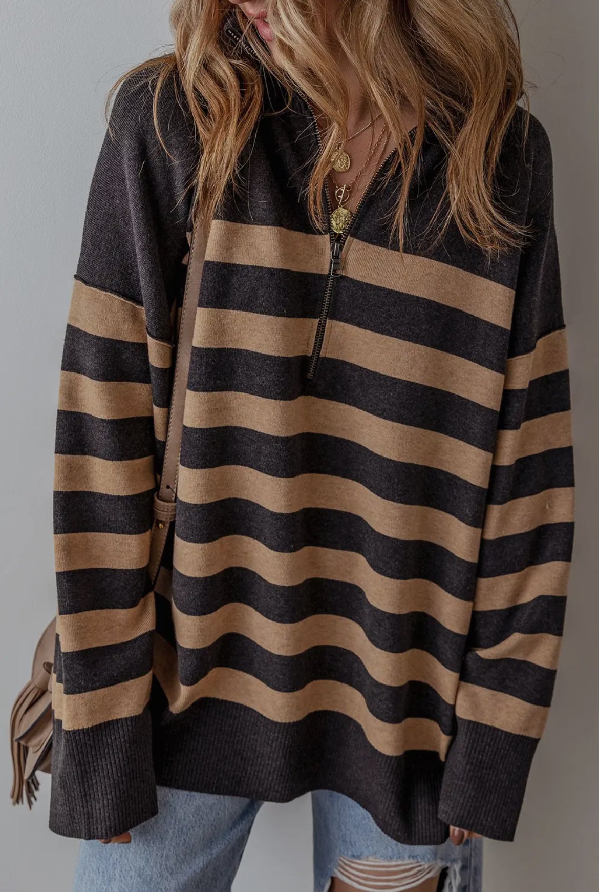 Stripped Quarter Zip