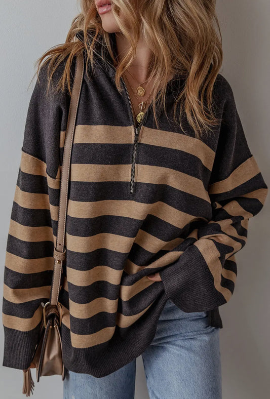 Stripped Quarter Zip