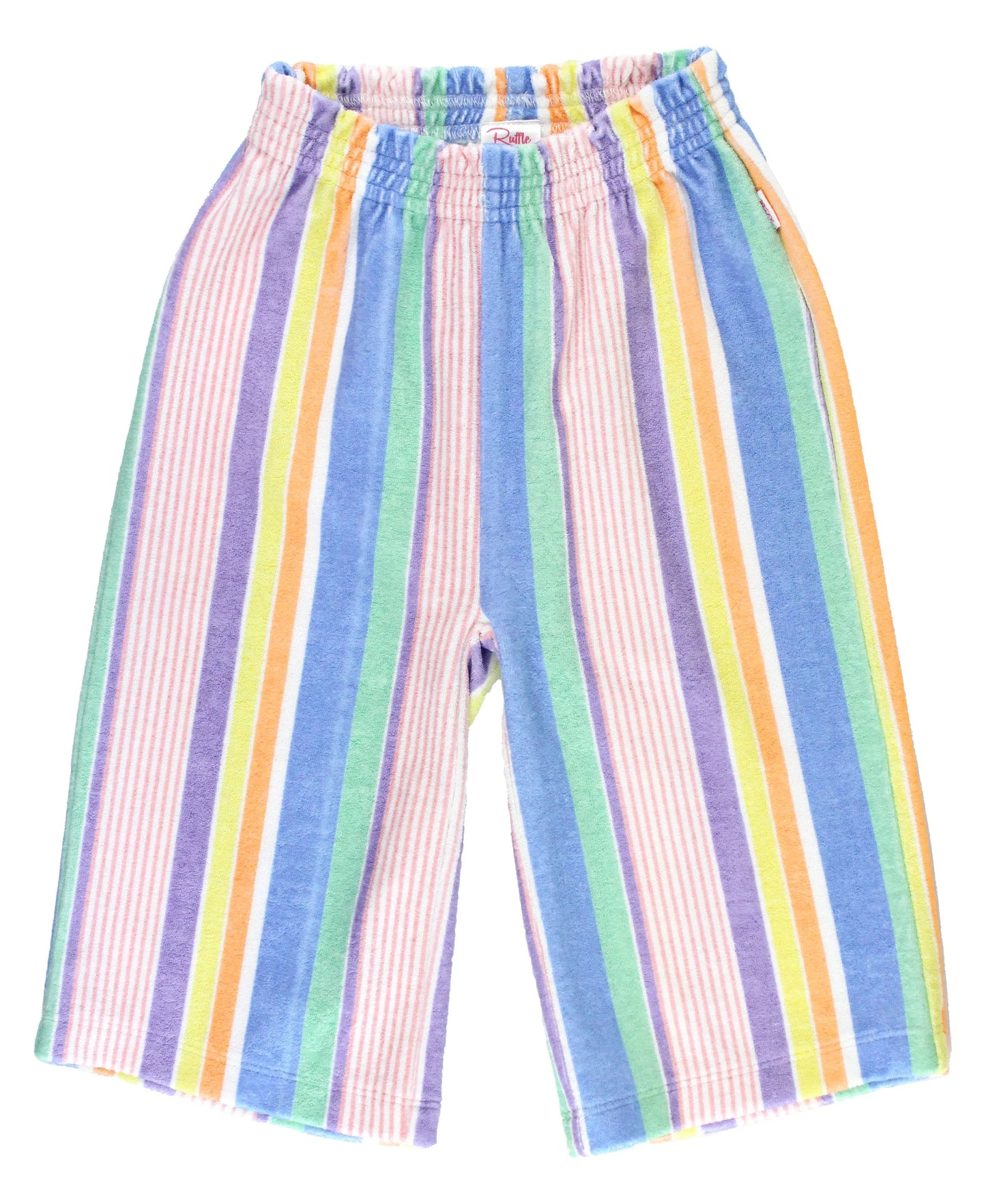 Terry Knit Striped Wide Leg Pants