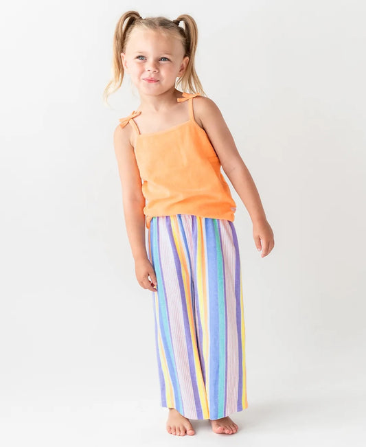 Terry Knit Striped Wide Leg Pants