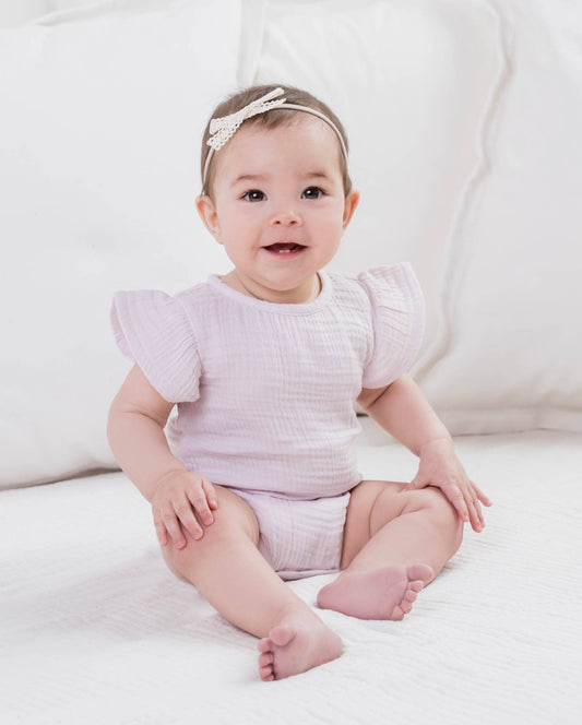 Lavender Flutter Sleeve Onesie